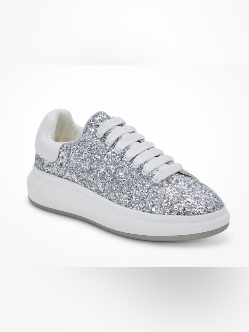 Blondo Diva Waterproof Silver Sequin Glitter Sneakers
